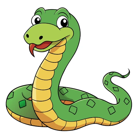 AI,JPG Cartoon-Stil freundliche grüne Schlange Illustration