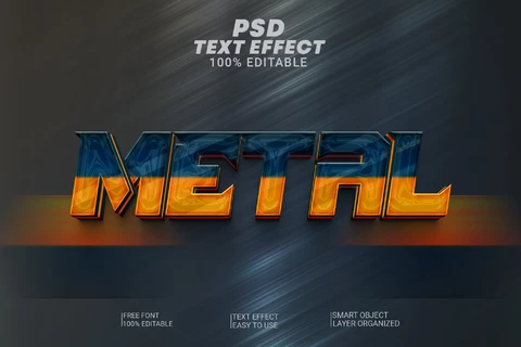 PSD Metal Orange Light 3D Text Effect