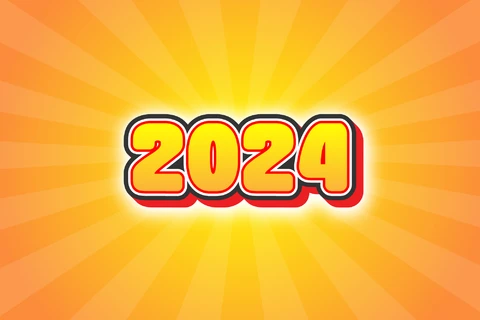 AI,EPS Sunburst 2024 effet de texte 3d