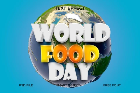 PSD Effet de texte 3d pour la journée mondiale de l'alimentation