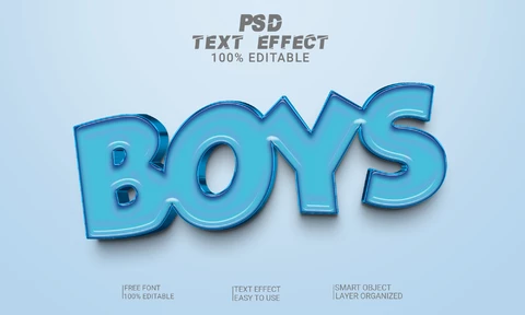 PSD Синие мальчики 3d эффект стиля шрифта
