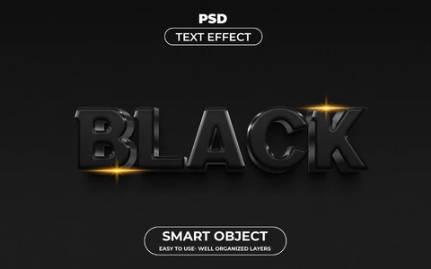 PSD Efecto de texto con letras negras oscuras