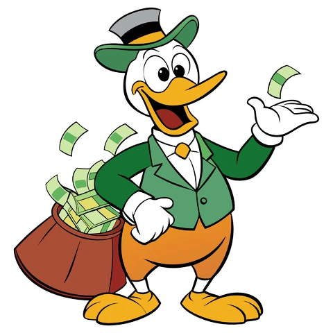 AI,JPG Cartoon Character with Money Bag Illustration