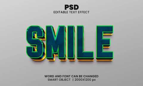 PSD Sonrisa 3d efecto de texto