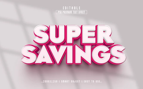 PSD Super ahorro comercial 3d efecto de texto
