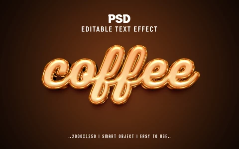 PSD Coffee Latte Beige Metallic 3D Text Effect