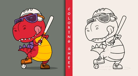 EPS,JPG Dibujos animados de dinosaurios para colorear