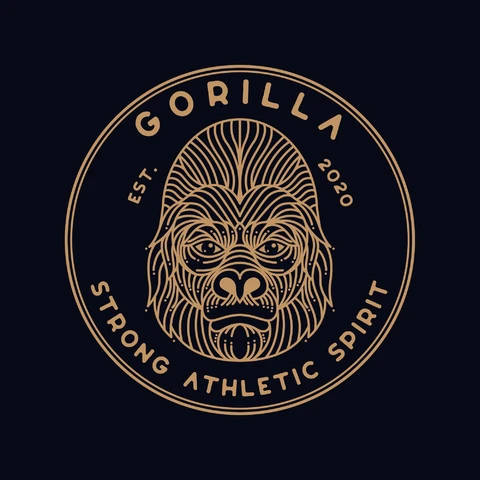 EPS,JPG Vintage Circular Logo with Gorilla Illustration