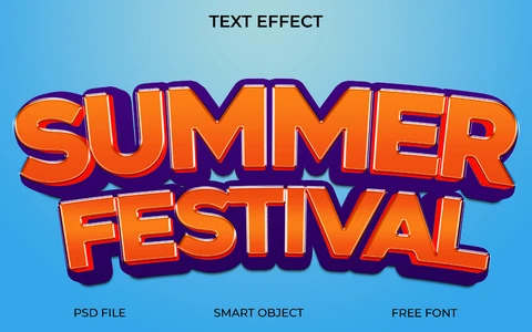 PSD 3D Cartoon Style Summer Festival Text Effect