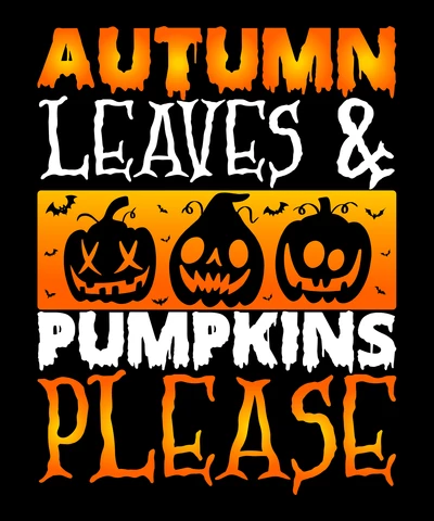 PNG,AI,EPS Hojas de otoño y calabazas por favor halloween