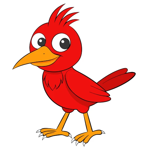 AI,JPG Cartoon Style Red Bird Illustration