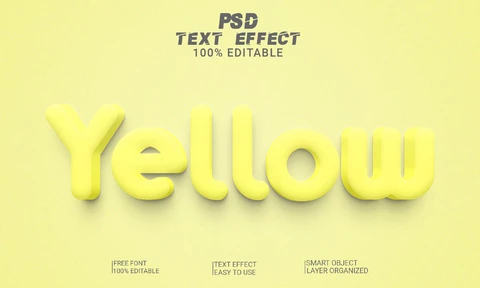 PSD Yellow Pastel 3D Font Style Effect