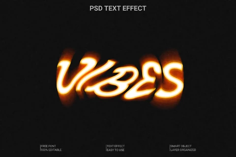 PSD Efecto de texto Vibes