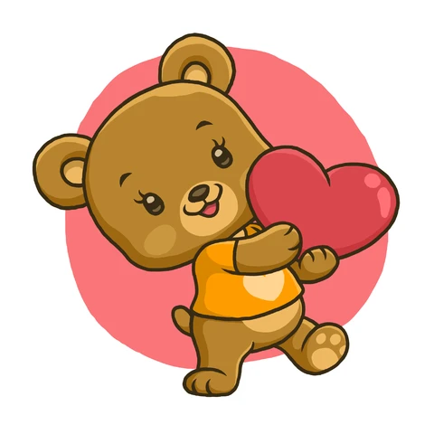 EPS,JPG Cute Cartoon Bear Holding Heart Illustration