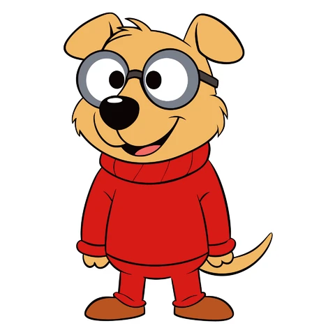 AI,JPG Cartoon Character with Glasses and Sweater