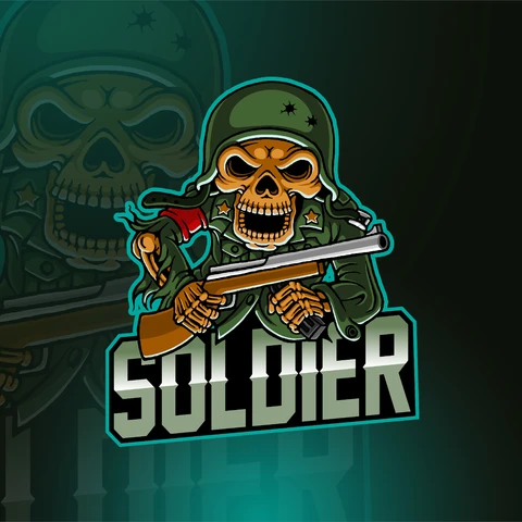 EPS,JPG Military Themed Skull Mascot Illustration