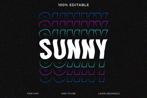 PSD Efeito de texto com estilo de fonte Sunny