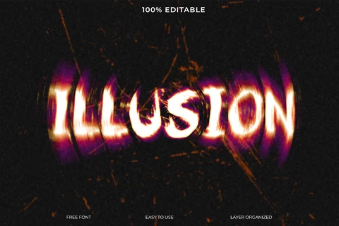 PSD Ilusión grunge vhs horror estilo de fuente efecto de texto