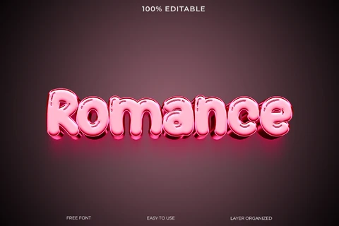 PSD Efecto de texto romántico
