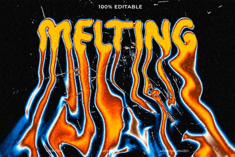 PSD Melting Metal Fusion Abstract Font Style Text Effect