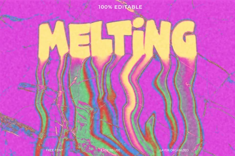 PSD Melting Vivid Psychedelic Font Style Text Effect