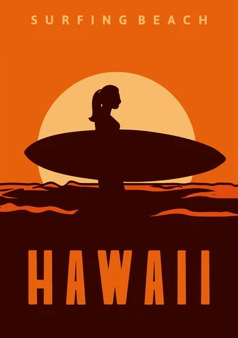 EPS,JPG Retro Surfing Beach Poster