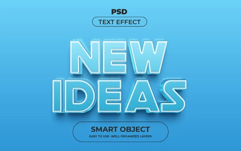 PSD Efeito de texto 3d de novas ideias
