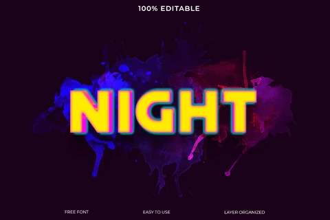 PSD Efecto de texto nocturno