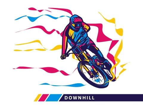 EPS,JPG Illustration vectorielle dynamique du vélo de descente