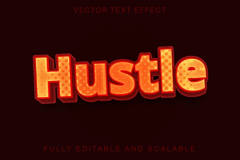 EPS Hustle hot 3d font style effect