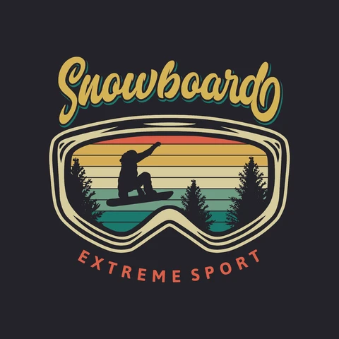 EPS,JPG Vintage Snowboard Logo Design