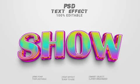 PSD Mostrar efecto holográfico 3d estilo de fuente