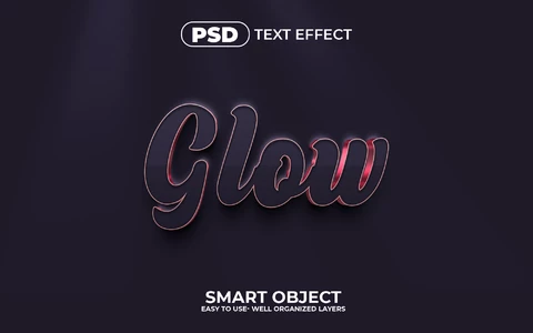 PSD Rojo resplandor negro 3d efecto de texto