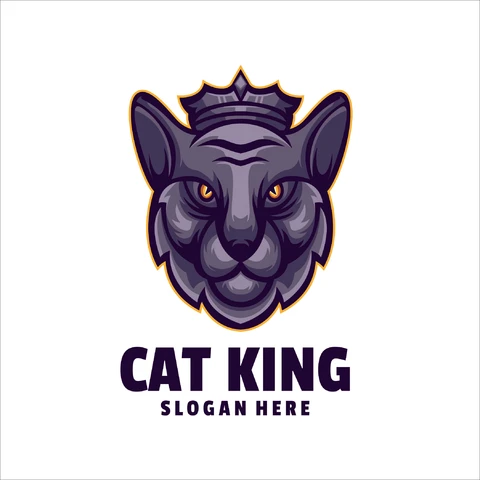 EPS,JPG Logotipo do mascote com ilustração de um gato real