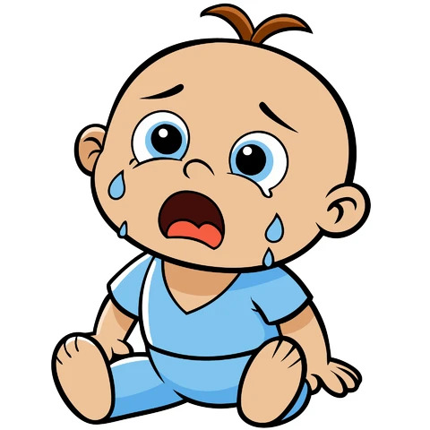 AI,JPG Cartoon Style Sad Baby Character Illustration