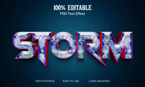PSD Storm sharpen letters 3d text effect