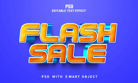 PSD Efecto de texto de venta flash