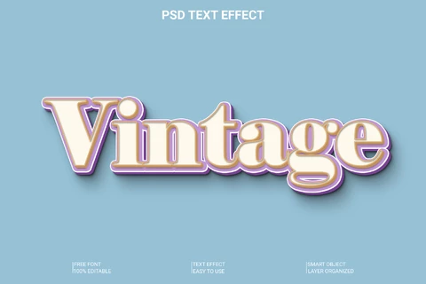 PSD Efeito de estilo de fonte vintage pastel 3d