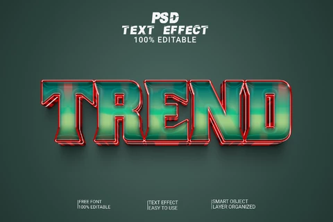 PSD Trend Green and Red Glass 3D Text Effect