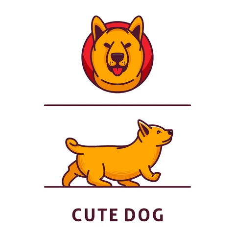 EPS,JPG Ilustração de cachorro com design plano e brincalhão