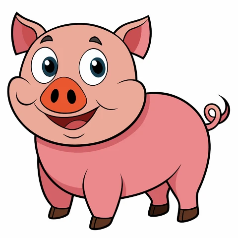 AI,JPG Cartoon Style Happy Pig Character