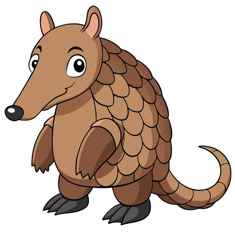 AI,JPG Cartoon Style Cute Pangolin Illustration