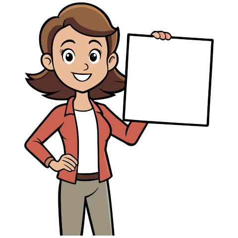 AI,JPG Cartoon Character Holding Blank Sign