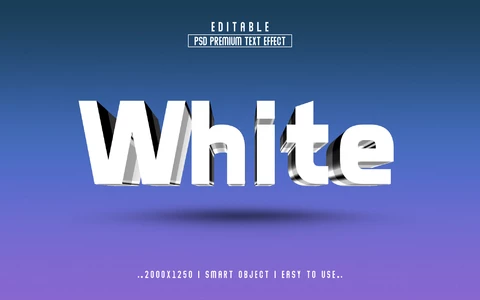 PSD White Metallic 3D Text Effect