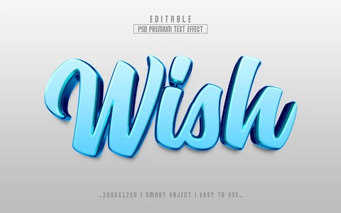 PSD Wish Blue 3D Text Effect