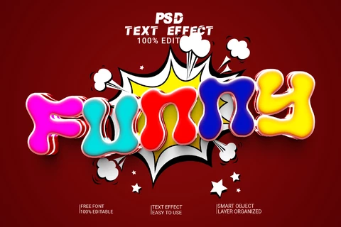 PSD Funny Multicolor Cartoon Explosion 3D Text Effect