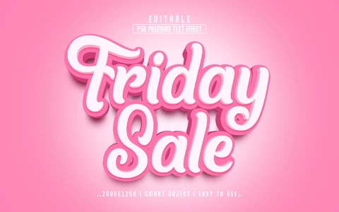 PSD Efeito de texto "Friday sale pink doll