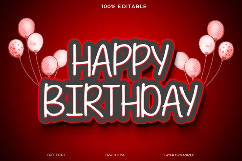 PSD Efeito de estilo de texto de feliz aniversário