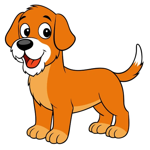 AI,JPG Cartoon Style Happy Dog Illustration