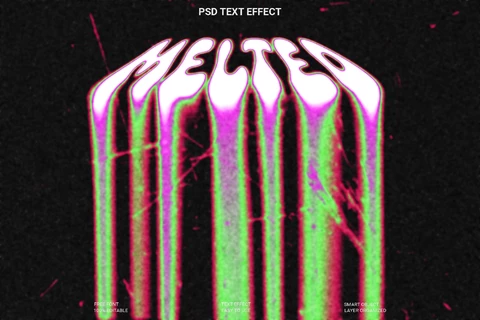 PSD Efeito de estilo de texto derretido